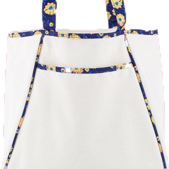 NEW tote bag w navy and daisy trim - Picture 1 of 2